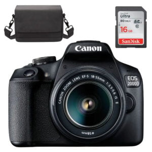 Canon EOS 2000D DSLR Camera + 18-55mm f/3.5-5.6 IS II Lens + 16GB SD Card + Shoulder Bag