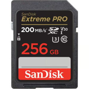 The SanDisk 256GB Extreme PRO 200MB/s UHS-I SDXC Memory Card